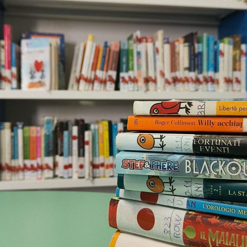 Libri di narrativa e saggistica in biblioteca